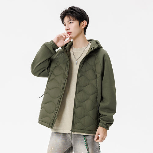 Herren Gefütterte Hybrid-Steppjacke mit Kapuze und Fleeceärmeln Nord Taschen
