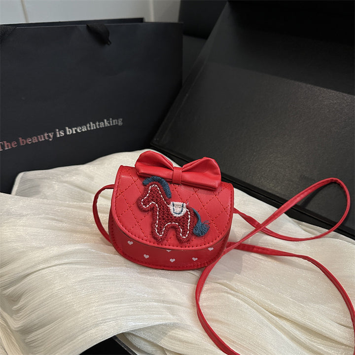 Damen Mini-Umhängetasche mit charmantem Pferdemotiv und süßem Schleifendetail Nord Taschen
