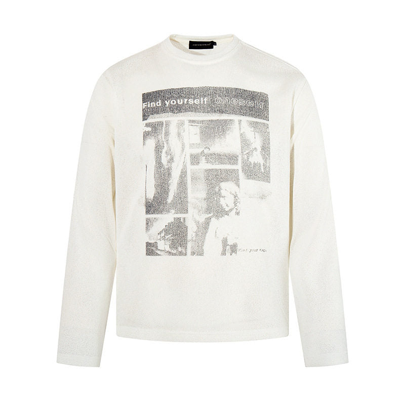Herren Sweatshirt mit vintage Fotocollage-Print, geradem Schnitt und Rundhalsausschnitt Nord Taschen