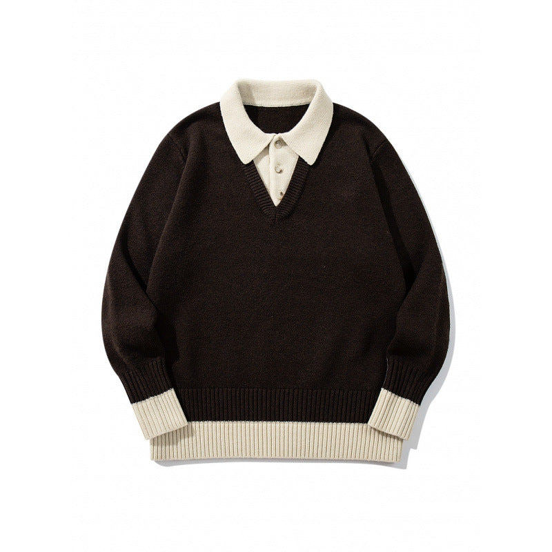 Herren Oversized Feinstrick-Polo mit kontrastbesetztem Hemdkragen und Rippenbündchen Nord Taschen