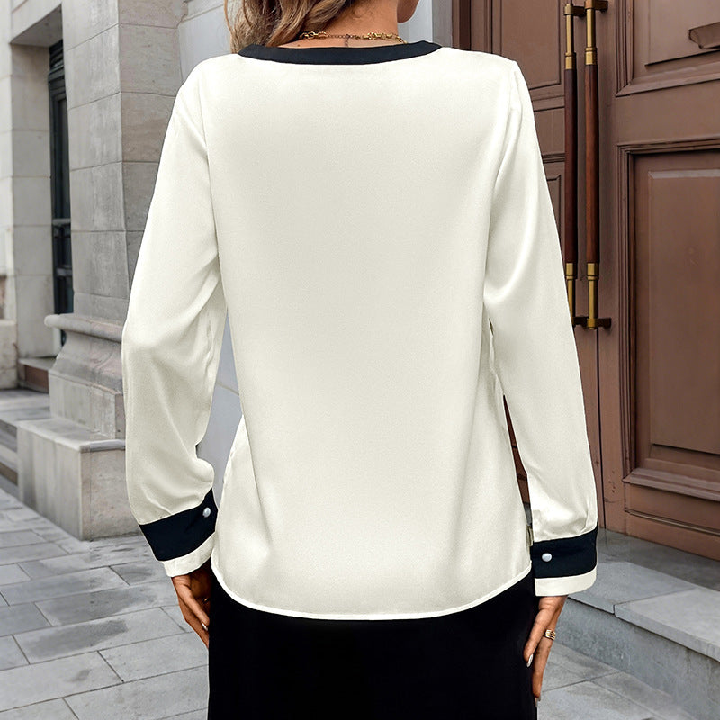 Damen Elegante Bluse mit Kontrastkanten Nord Taschen