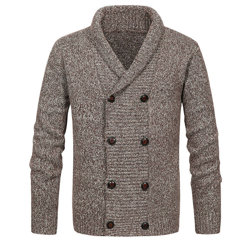 Herren Strickjacke mit Schalkragen und doppelter Knopfleiste Nord Taschen