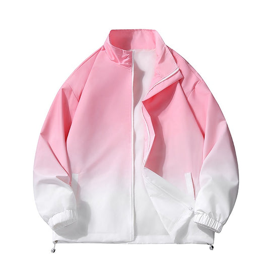 Herren leichte Farbverlauf Windbreakerjacke mit Stehkragen, durchgehendem Reißverschluss & Kordelzugsaum Nord Taschen