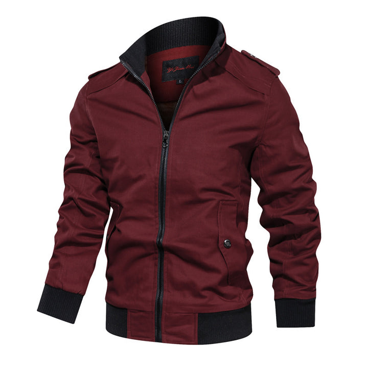 Herren  leichte Canvas-Urbanjacke im Bomberstil mit hochschließendem Rippenkragen und verdecktem Zwei-Wege-Reißverschluss Nord Taschen