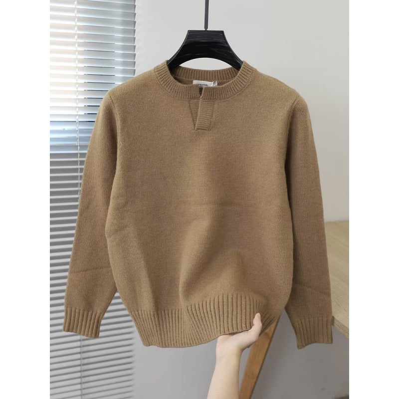 Unisex Feinstrickpullover mit Rundhalsausschnitt und Halslasche im Oversize‑Schnitt Nord Taschen