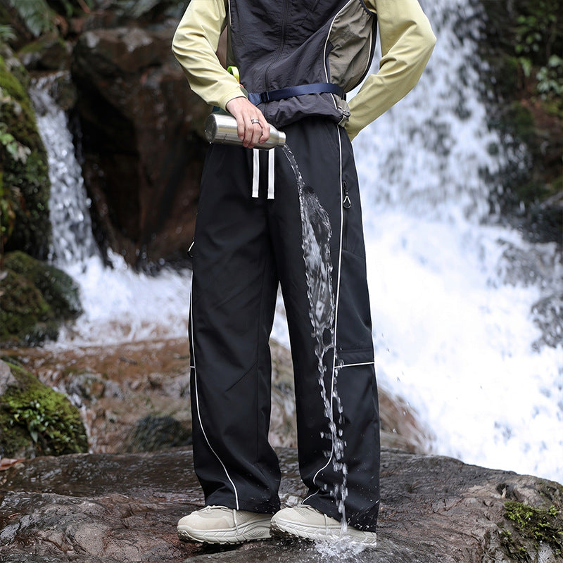 Unisex Wasserabweisende technische Cargo-Hose mit weitem Bein, Reißverschlusstaschen und Kordelzug Nord Taschen