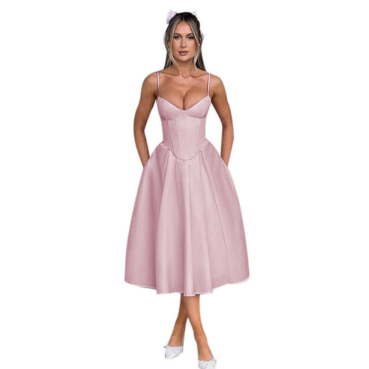 Damen Elegantes Maxikleid mit tailliertem Oberteil und schwingendem Rock