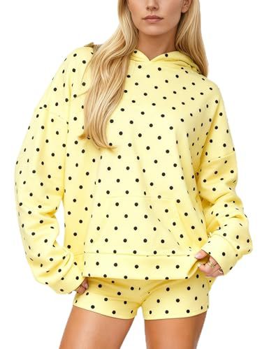 Damen Gepunkteter Oversize-Kapuzenpullover mit Kängurutasche Nord Taschen