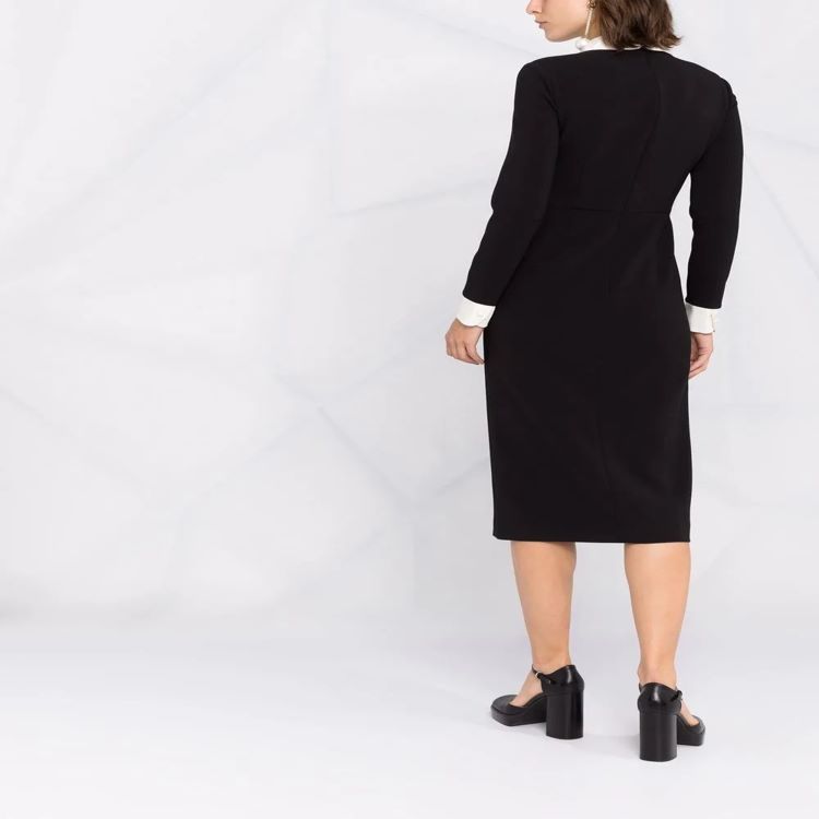 Damen Midikleid mit Peter-Pan-Kragen, tailliertem Schnitt und langen Ärmeln Nord Taschen