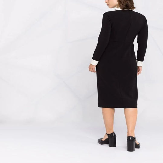 Damen Midikleid mit Peter-Pan-Kragen, tailliertem Schnitt und langen Ärmeln Nord Taschen
