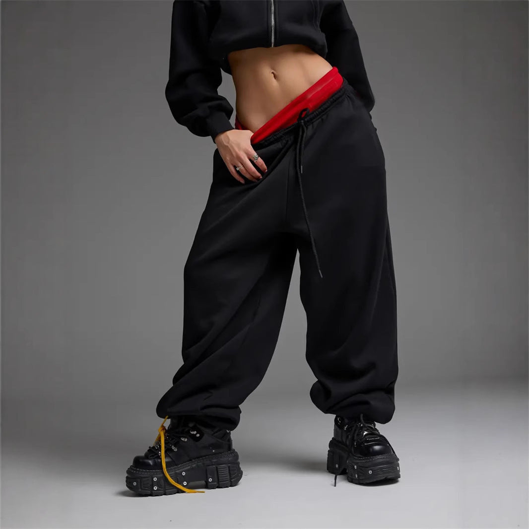 Damen Bequeme Baggy-Hose mit elastischem Bund und Kordelzug Nord Taschen