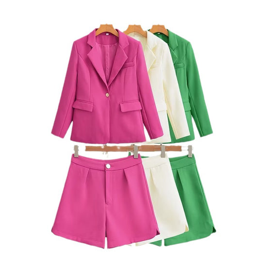 Damen Tailliertes Blazer- und Shorts-Set mit Korsagen-Croptop Nord Taschen