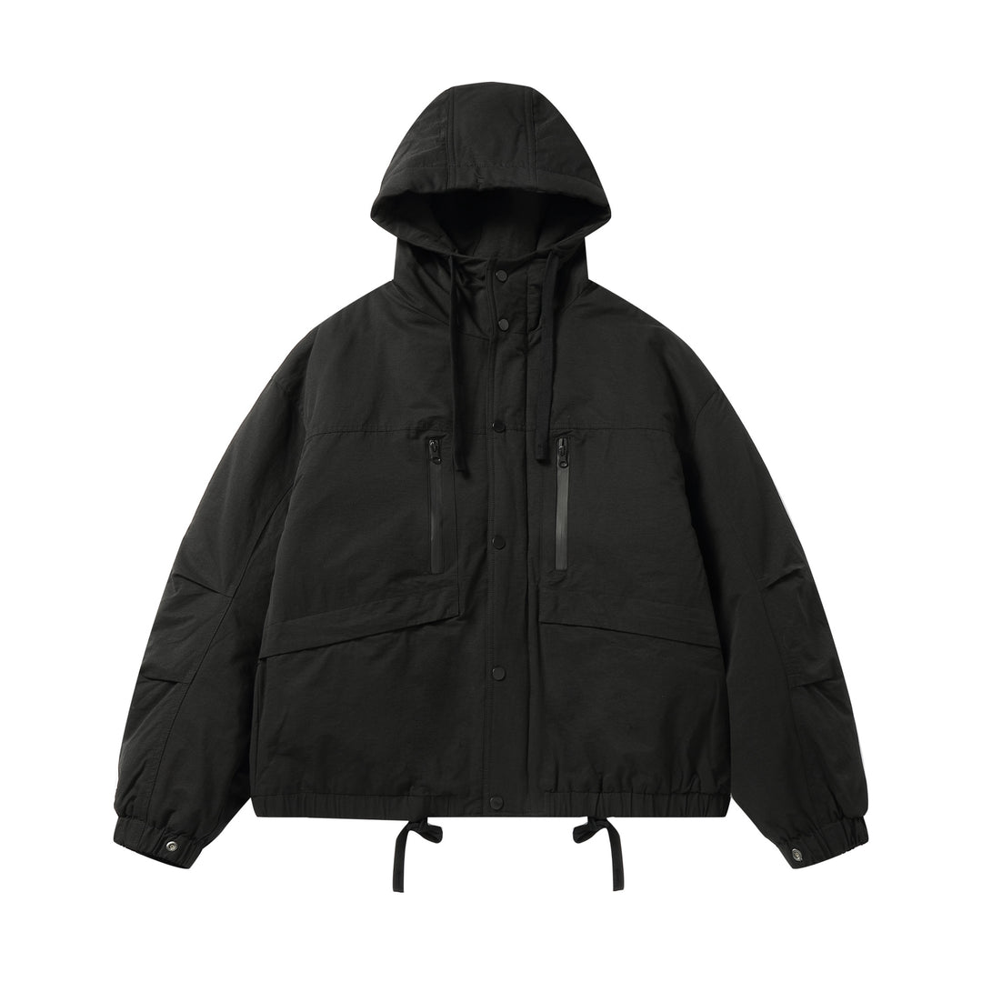 Herren Technischer Kapuzenparka mit wasserabweisenden Reißverschlüssen, Kängurutaschen und Tunnelzug Nord Taschen