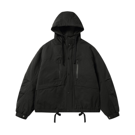 Herren Technischer Kapuzenparka mit wasserabweisenden Reißverschlüssen, Kängurutaschen und Tunnelzug Nord Taschen