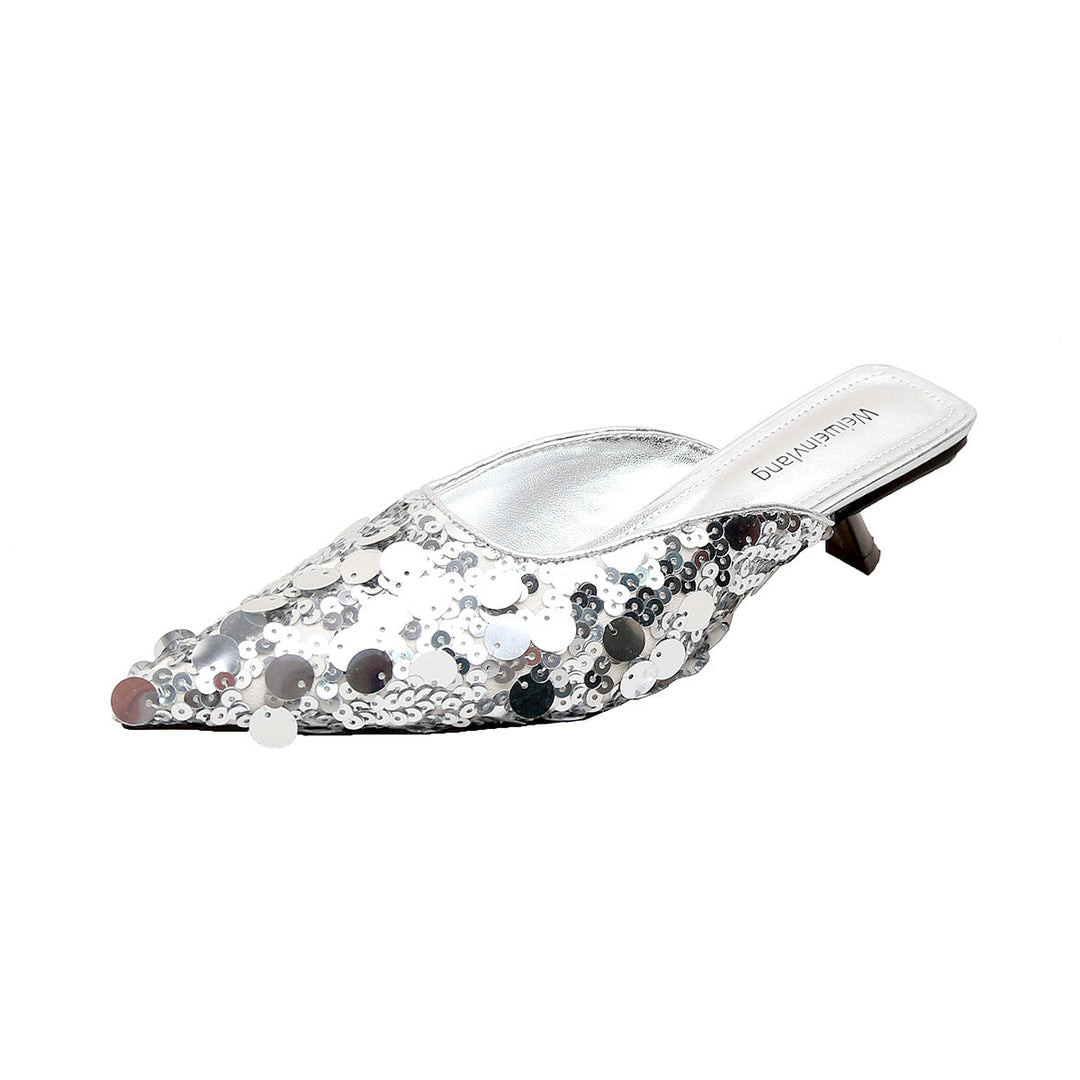 Damen glamouröse Pantolette mit glitzernden Pailletten Nord Taschen