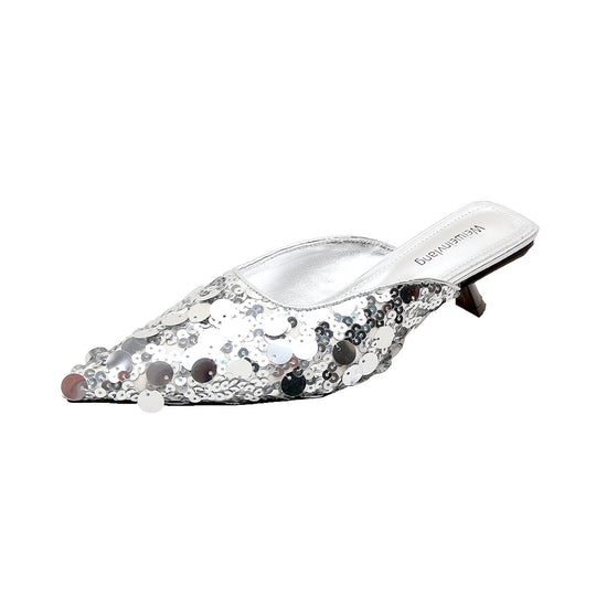 Damen glamouröse Pantolette mit glitzernden Pailletten Nord Taschen