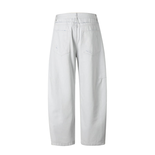 Damen Hochtaillierte Relaxed-Fit-Jeans mit sichtbarer Knopfleiste und Cargo-Seitennähten Nord Taschen