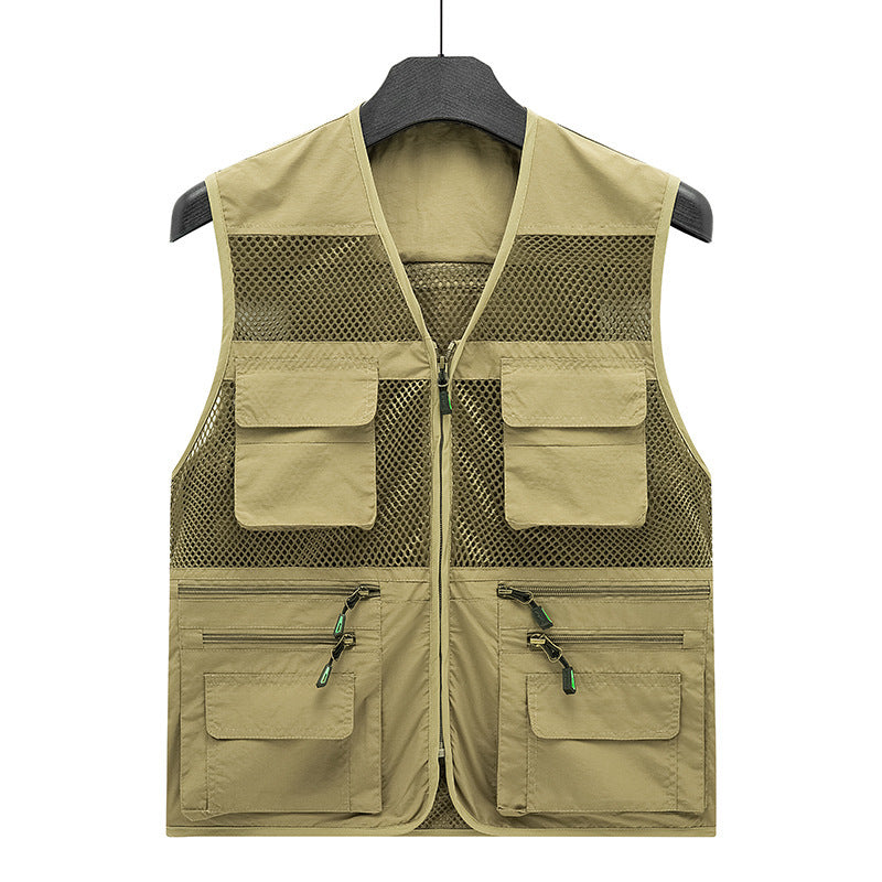 Herren Multifunktionale Mesh-Utility-Weste mit Reißverschluss und Mehrfach-Taschen Nord Taschen