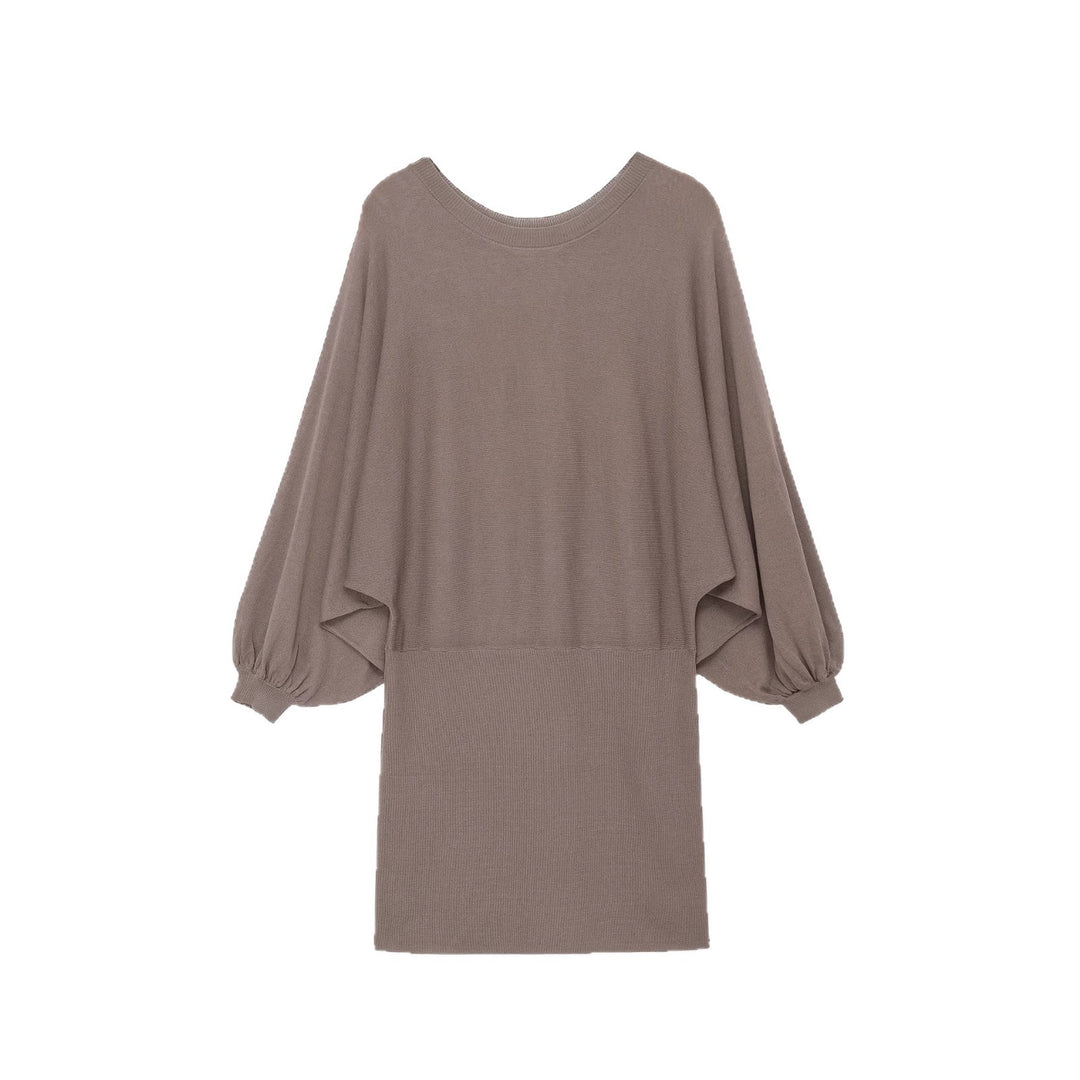 Damen Midikleid mit weitem Poncho-Oberteil und Ballonärmeln Nord Taschen