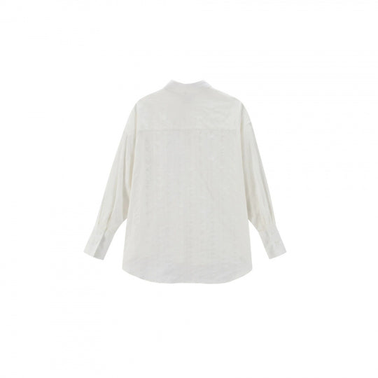 Unisex Oversize Leinenmix‑Hemd mit Strukturstreifen, Kentkragen und gerundetem Saum Nord Taschen