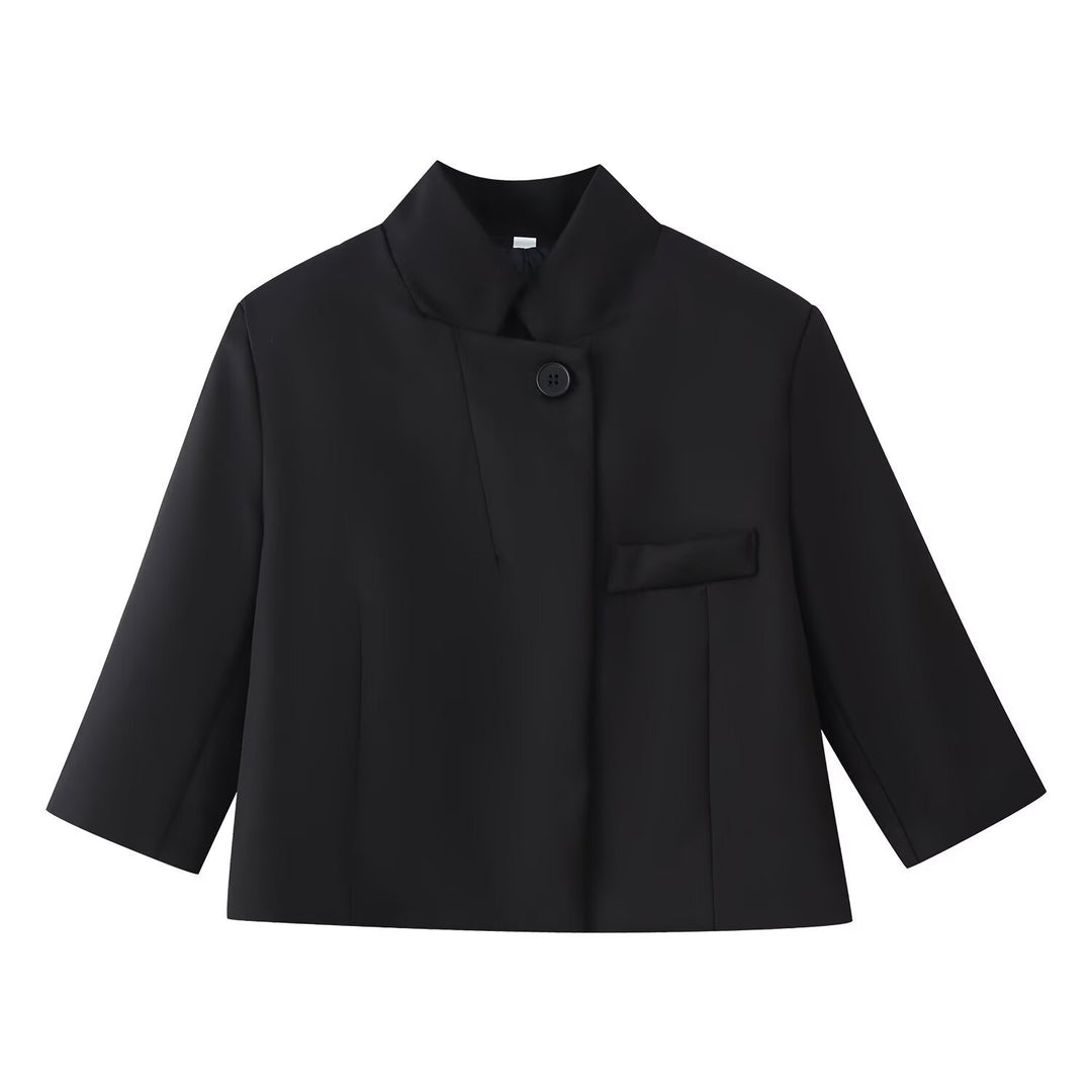 Damen Boxy-Kurzjacke mit Stehkragen und dreiviertelärmeln Nord Taschen