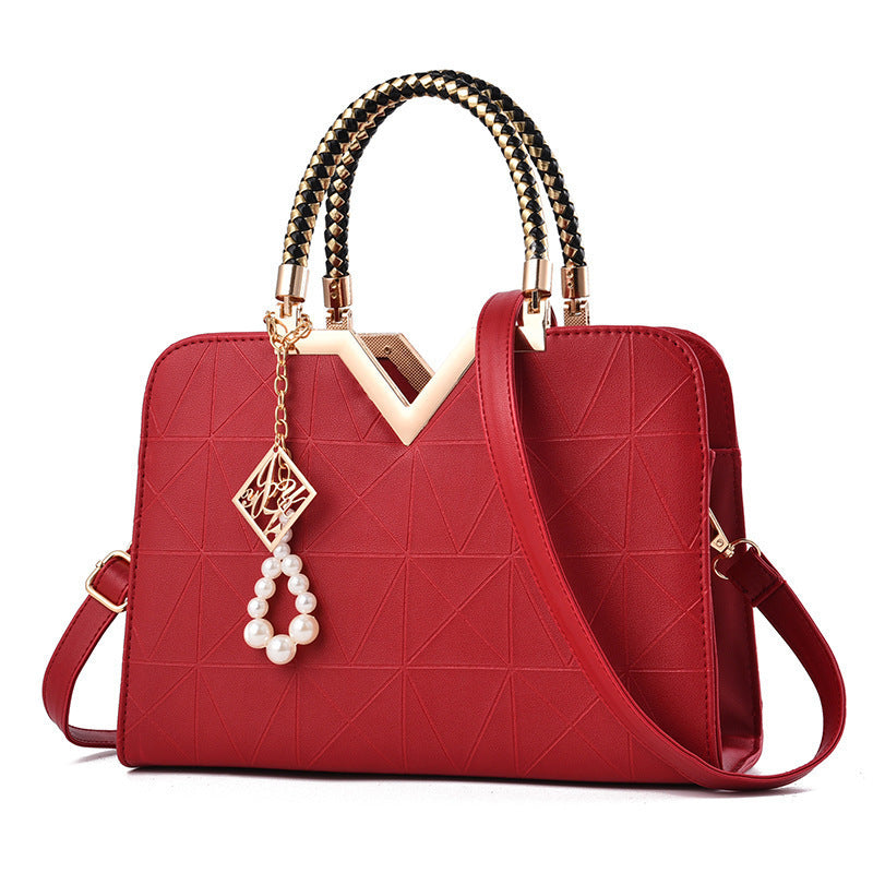 Damen Designer-Handtasche mit strukturiertem Geometrie-Muster und abnehmbarem Zubehör Nord Taschen