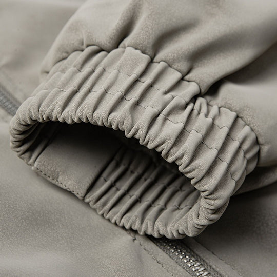 Herren Oversize-Boxy-Jacke in Veloursleder-Optik mit hohem Stehkragen, Zwei-Wege-Reißverschluss & Tunnelzugsaum Nord Taschen