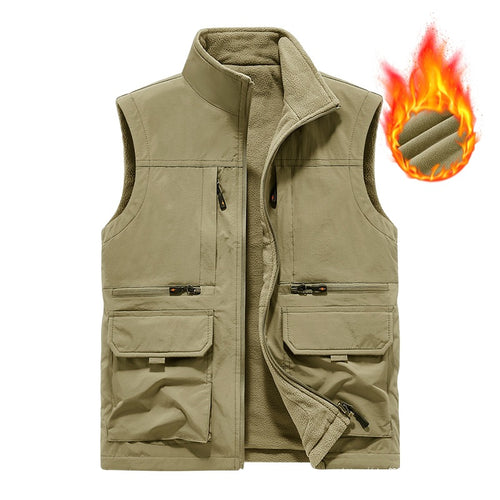 Herren Gefütterte Utility‑Weste mit Fleece‑Innenfutter, winddichter Außenlage und Multifachtaschen Nord Taschen