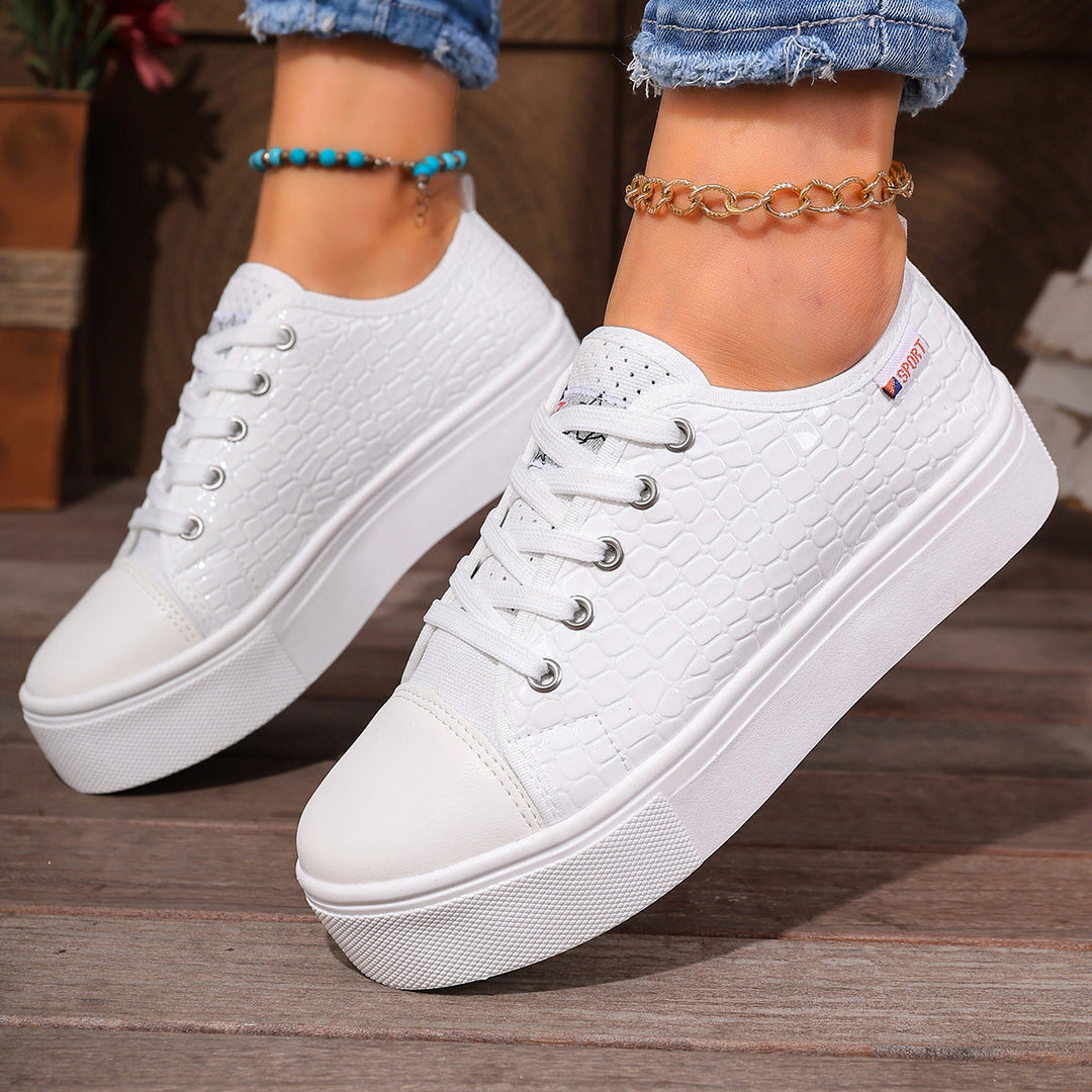 Damen Sneakers mit strukturiertem Obermaterial und bequemem Plateau Nord Taschen