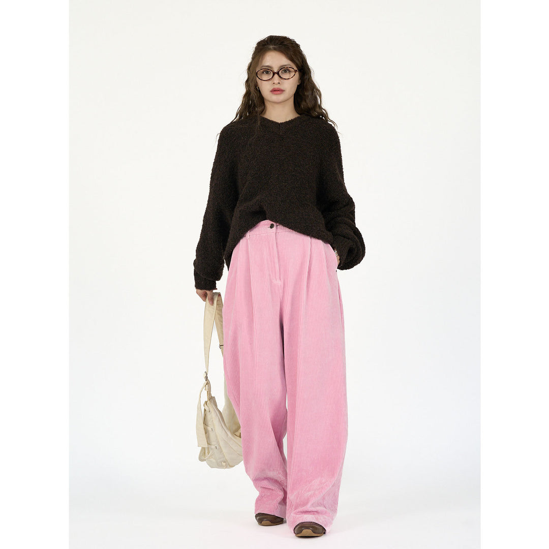 Damen Weite Cordhose mit hoher Taille, Bundfalten und Palazzo‑Schnitt Nord Taschen