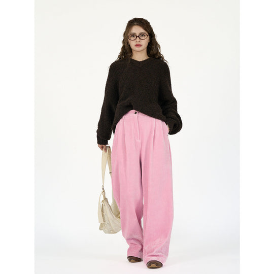 Damen Weite Cordhose mit hoher Taille, Bundfalten und Palazzo‑Schnitt Nord Taschen