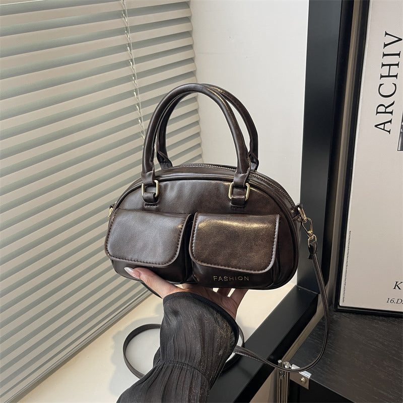 Damen stylische Lederhandtasche mit doppelten Fronttaschen Nord Taschen