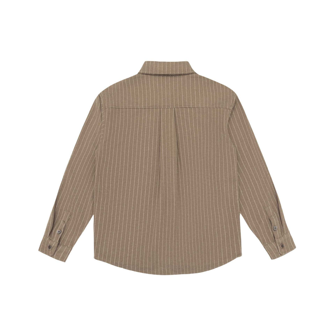 Damen Oversize-Hemdjacke mit markanter Schulterpasse und Nadelstreifen Nord Taschen