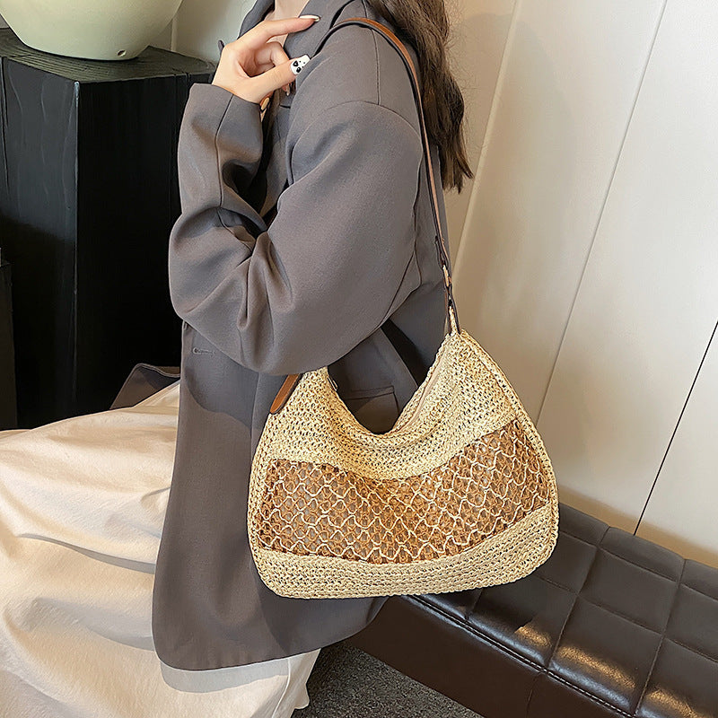 Damen Hobo-Tasche aus handgewebtem Naturmaterial mit elegantem Design Nord Taschen