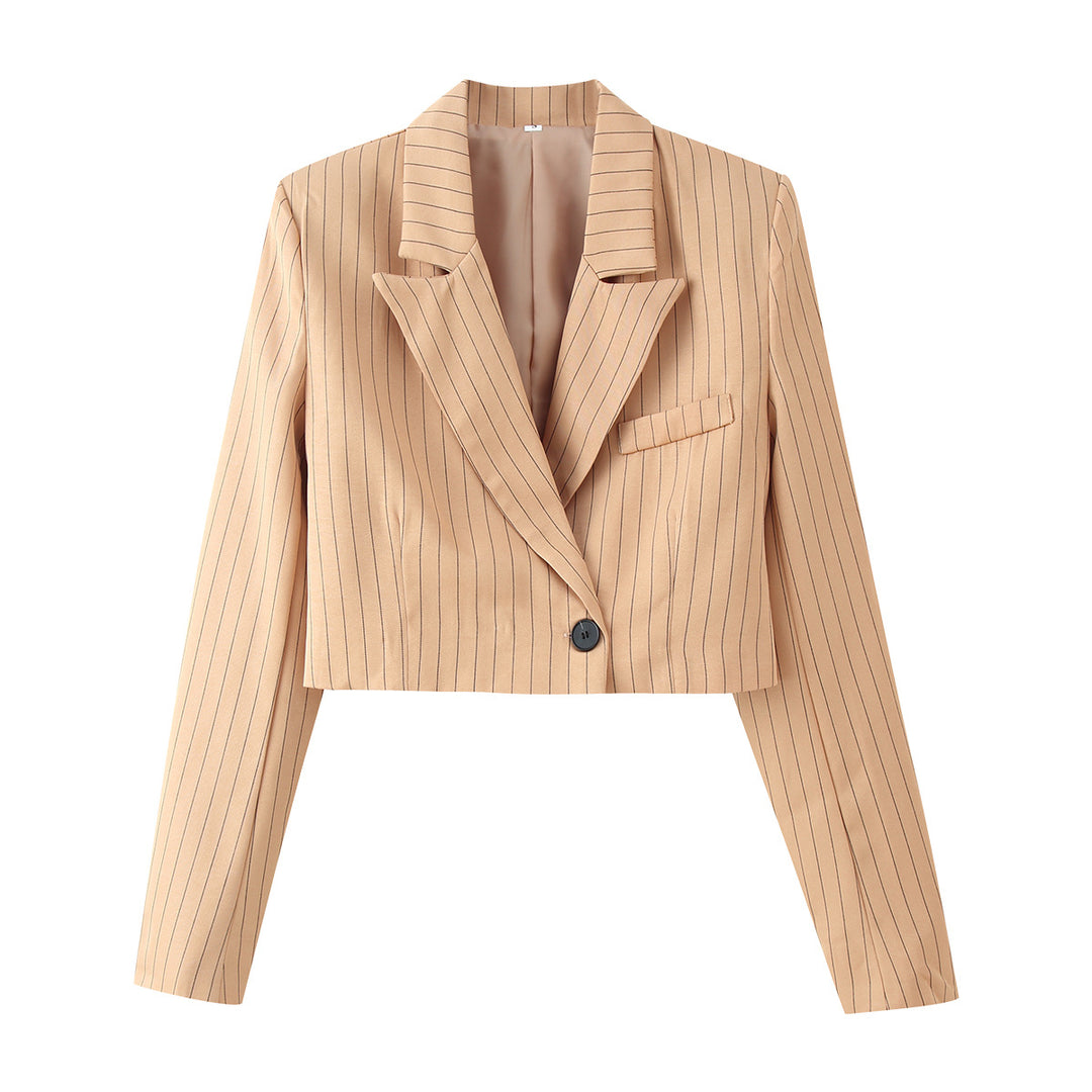Damen Zweiteiliges Cropped-Blazer- und Hochbund-Bundfaltenhose-Set Nord Taschen
