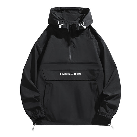 Damen Kapuzen-Anorak mit halbem Reißverschluss, Kängurutasche & verstellbarem Saum Nord Taschen