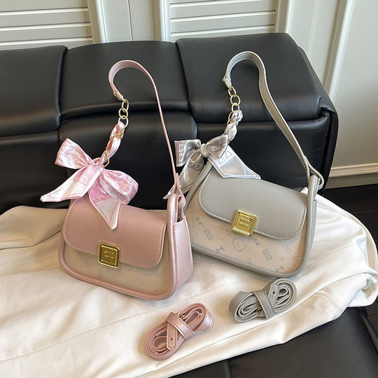 Damen Handtasche mit verstellbarem Schultergurt und eleganter Satin-Schleife Nord Taschen