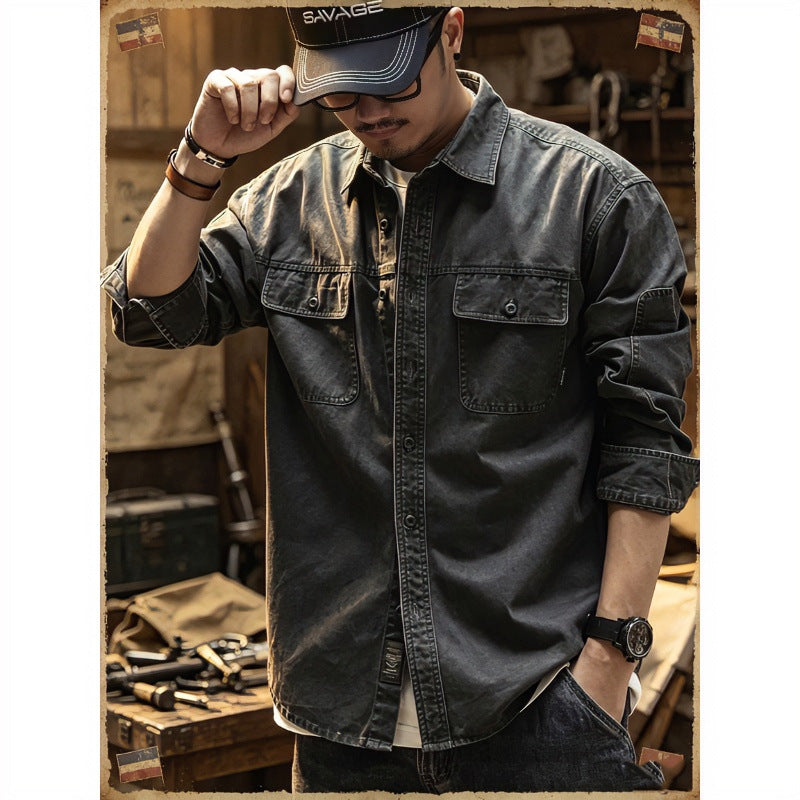 Herren Baumwoll-Utility-Overshirt mit Pattentaschen Nord Taschen