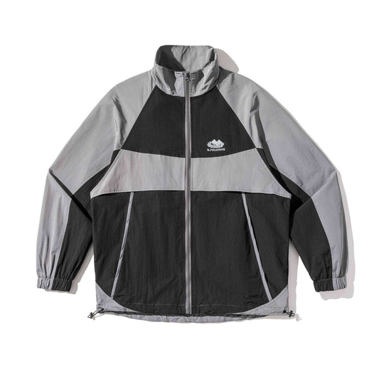 Unisex Leichte Colorblock-Windjacke im Boxy-Cut mit hohem Stehkragen und Kordelzugsaum Nord Taschen