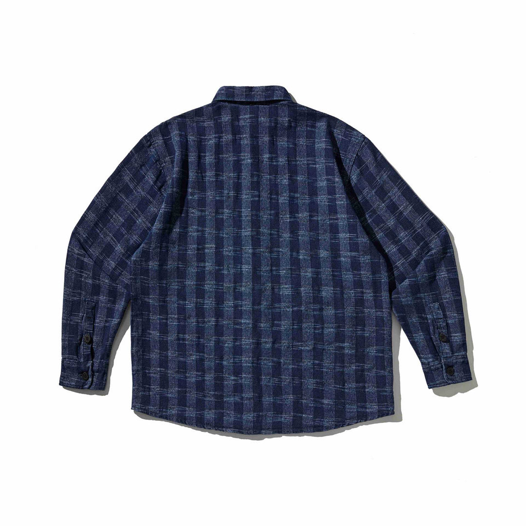 Herren Karo-Denim Hemdjacke mit abgerundetem Saum Nord Taschen