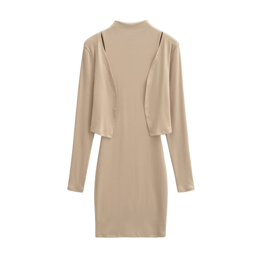 Damen Figurnahes Midikleid mit integriertem Bolero und Stehkragen Nord Taschen