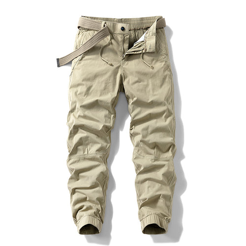 Herren Atmungsaktive Outdoor-Cargohose im Joggerstil mit integriertem Stoffgürtel und ergonomischen Kniefalten Nord Taschen