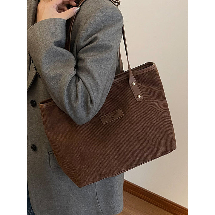 Damen Jute-Shopper Tasche mit elegantem Corddesign Nord Taschen
