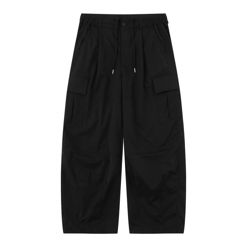 Herren Locker geschnittene Cargo-Hose mit hohem Bund, Kordelzug und aufgesetzten Klappentaschen Nord Taschen