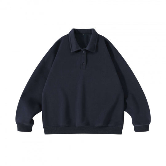 Unisex Oversize-Polo-Sweatshirt mit Henley-Knopfleiste und geripptem Saum Nord Taschen