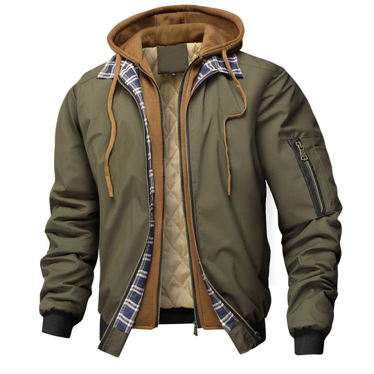 Herren Layered Bomberjacke mit Kapuzen-Inlay, gesteppter Innenweste und Ärmeltasche Nord Taschen