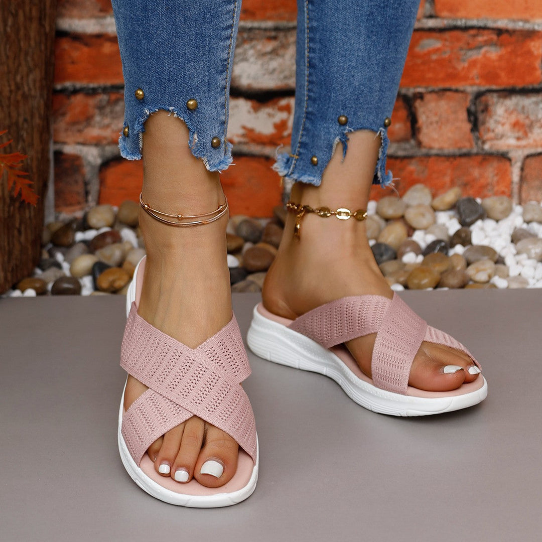 Damen Atmungsaktive und elegante Schlüpfsandalen mit Kreuzband-Wickeldesign Nord Taschen