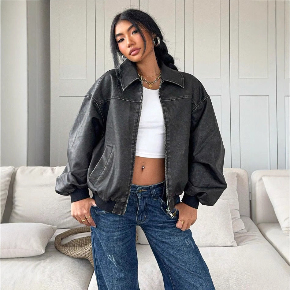 Damen oversized Bomberjacke mit lässigem Schnitt und voluminösen Ärmeln - Arvani