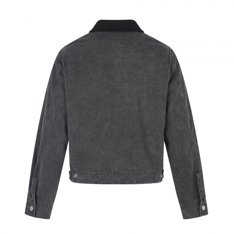Herren Kurz geschnittene Canvas-Bomberjacke mit Cordkragen und großflächigem Fotocollage‑Print Nord Taschen