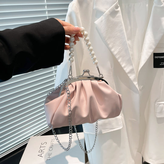 Damen elegante Clutch mit Perlenschnur und Kettenakzent Nord Taschen